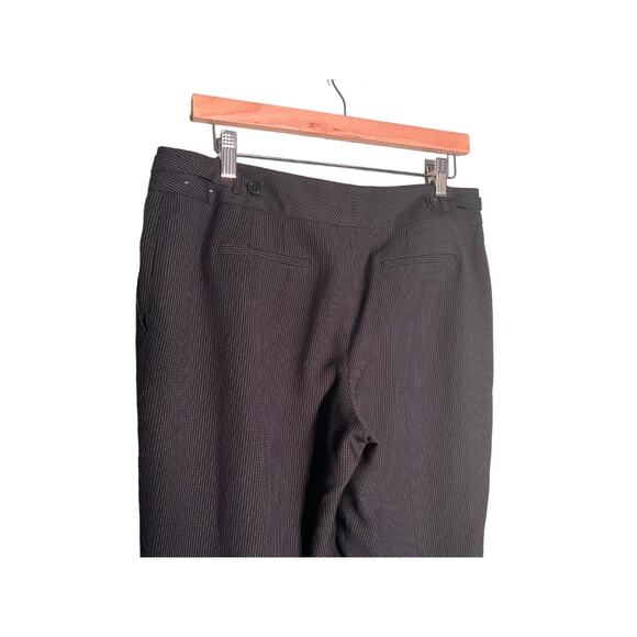 Ann Taylor Black White Pinstriped Signature Fit Dress Pants 10P Wide Leg Work - Picture 7 of 8